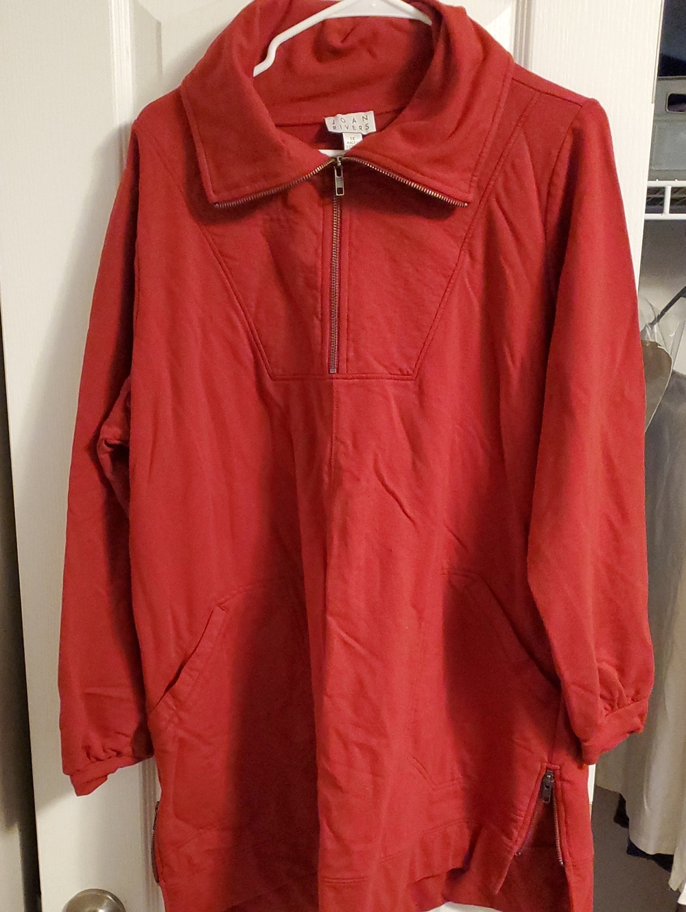 Joan Rivers Red Half-Zip Lightweight Shirt Jacket